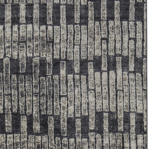 HomeRoots 4' Gray and Black Geometric Area Rug - Modern Power Loom Design with Worn-Faded Look for Homes 5' X 8' 565977