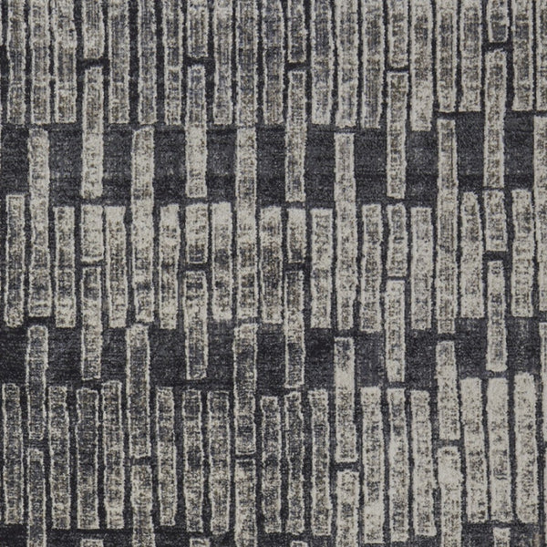 HomeRoots 4' Gray and Black Geometric Area Rug - Modern Power Loom Design with Worn-Faded Look for Homes 7' X 10' 565978