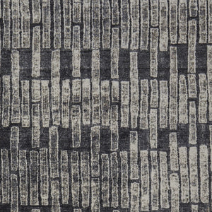 HomeRoots 4' Gray and Black Geometric Area Rug - Modern Power Loom Design with Worn-Faded Look for Homes 8' X 10' 565979