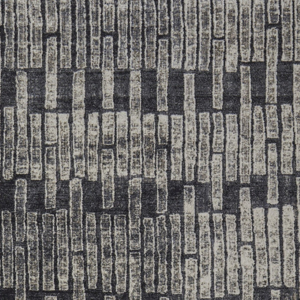 HomeRoots 4' Gray and Black Geometric Area Rug - Modern Power Loom Design with Worn-Faded Look for Homes 8' X 10' 565979