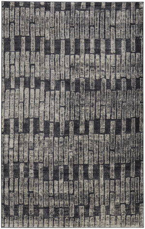 HomeRoots 4' Gray and Black Geometric Area Rug - Modern Power Loom Design with Worn-Faded Look for Homes 8' X 10' 565979
