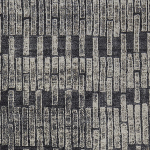 HomeRoots 4' Gray and Black Geometric Area Rug - Modern Power Loom Design with Worn-Faded Look for Homes 8' X 11' 565980