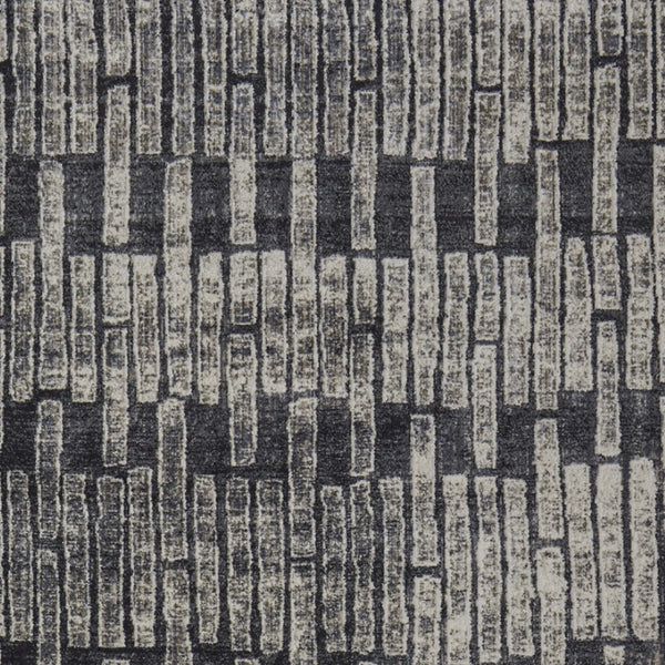 HomeRoots 4' Gray and Black Geometric Area Rug - Modern Power Loom Design with Worn-Faded Look for Homes 8' X 11' 565980