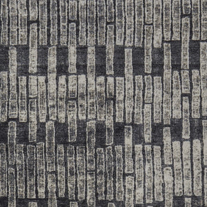 HomeRoots 4' Gray and Black Geometric Area Rug - Modern Power Loom Design with Worn-Faded Look for Homes 10' X 14' 565981