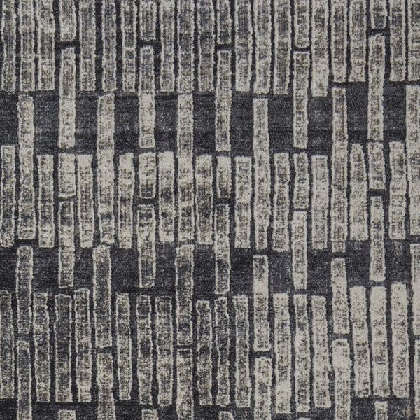 HomeRoots 4' Gray and Black Geometric Area Rug - Modern Power Loom Design with Worn-Faded Look for Homes 10' X 14' 565981