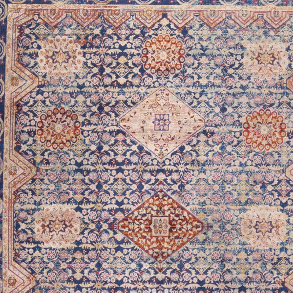 HomeRoots 9' Elegant Blue, Red, and Gold Oriental Area Rug - Timeless Design for Living Rooms & Offices 9' X 13' 565983