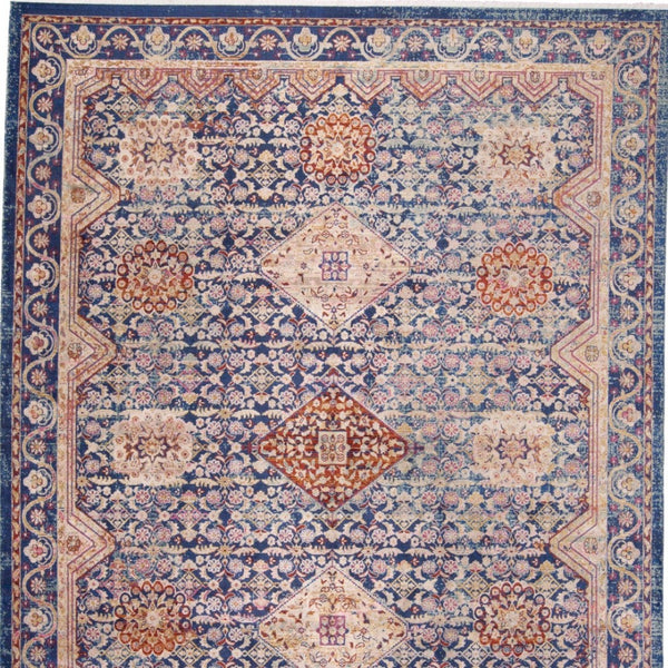HomeRoots 9' Elegant Blue, Red, and Gold Oriental Area Rug - Timeless Design for Living Rooms & Offices 9' X 13' 565983