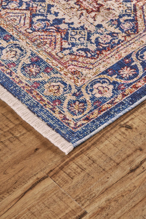 HomeRoots 9' Elegant Blue, Red, and Gold Oriental Area Rug - Timeless Design for Living Rooms & Offices 9' X 13' 565983
