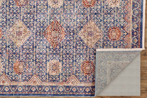 HomeRoots 9' Elegant Blue, Red, and Gold Oriental Area Rug - Timeless Design for Living Rooms & Offices 9' X 13' 565983