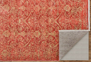 Homeroots 8' X 10' Orange And Red Oriental Power Loom Area Rug Orange Viscose 565986