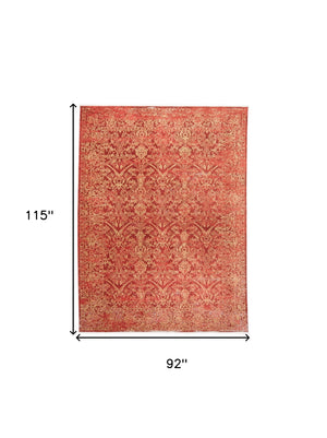 Homeroots 8' X 10' Orange And Red Oriental Power Loom Area Rug Orange Viscose 565986