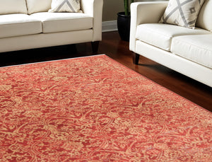 Homeroots 8' X 10' Orange And Red Oriental Power Loom Area Rug Orange Viscose 565986