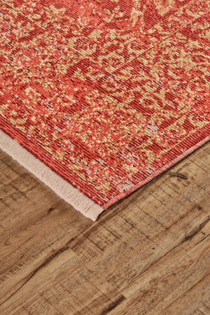 Homeroots 9' X 13' Orange And Red Oriental Power Loom Area Rug Orange Viscose 565987