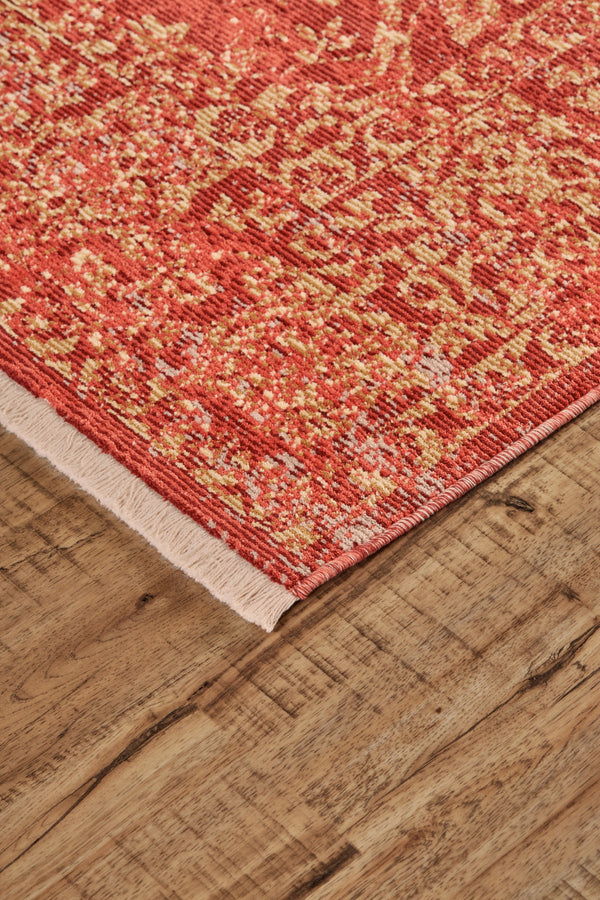 Homeroots 9' X 13' Orange And Red Oriental Power Loom Area Rug Orange Viscose 565987