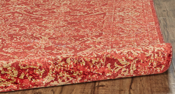 Homeroots 9' X 13' Orange And Red Oriental Power Loom Area Rug Orange Viscose 565987