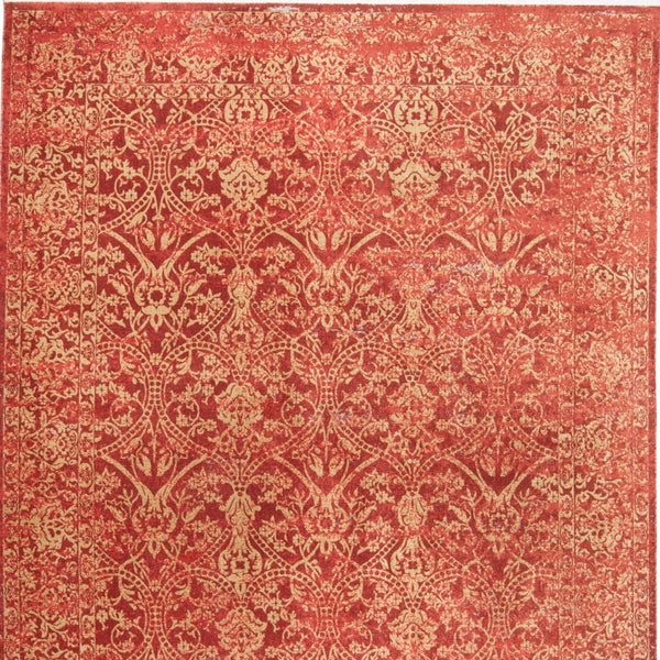 Homeroots 9' X 13' Orange And Red Oriental Power Loom Area Rug Orange Viscose 565987