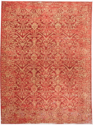 Homeroots 9' X 13' Orange And Red Oriental Power Loom Area Rug Orange Viscose 565987