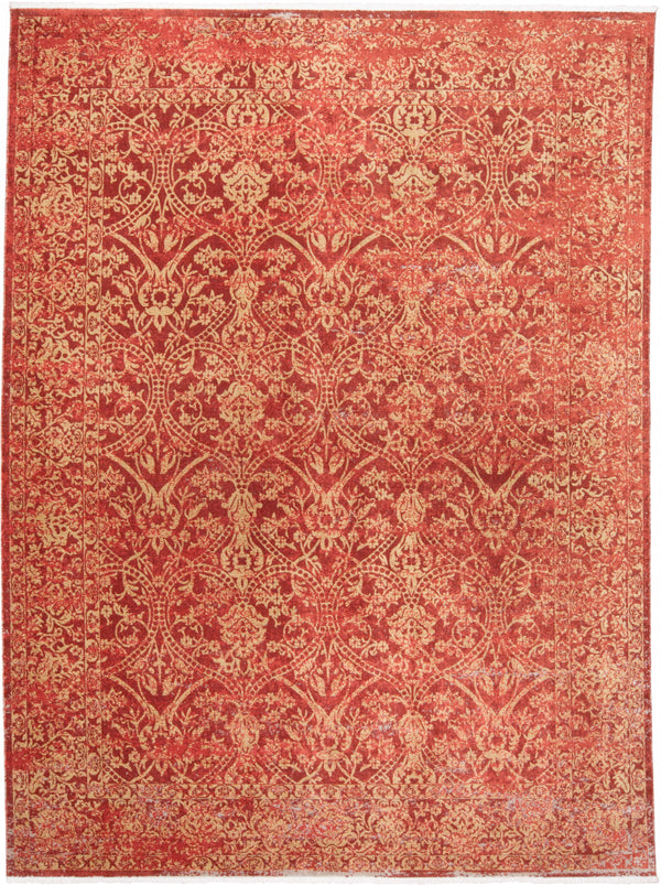Homeroots 9' X 13' Orange And Red Oriental Power Loom Area Rug Orange Viscose 565987