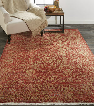 Homeroots 9' X 13' Orange And Red Oriental Power Loom Area Rug Orange Viscose 565987