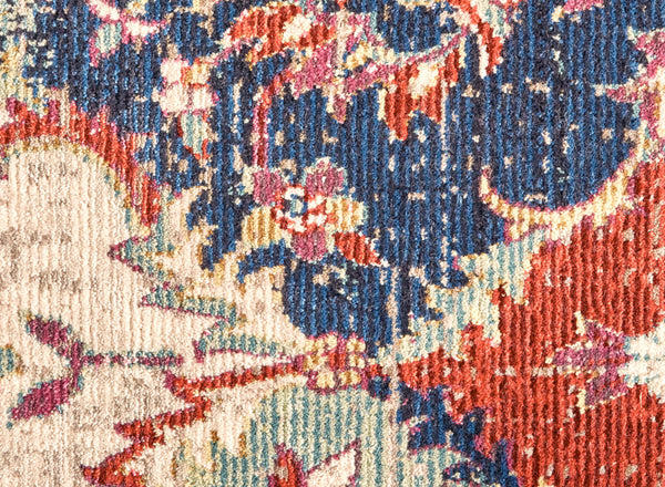 Homeroots 8' X 10' Ivory Red And Blue Floral Power Loom Area Rug Red Viscose 565988
