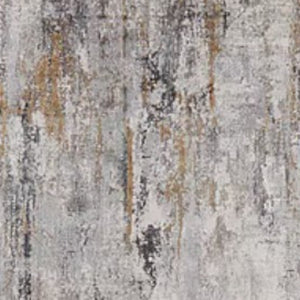 HomeRoots 3' Modern Gray Ivory Gold Abstract Power Loomed Area Rug with Fringed Edges for Stylish Spaces 10' Runner 565997