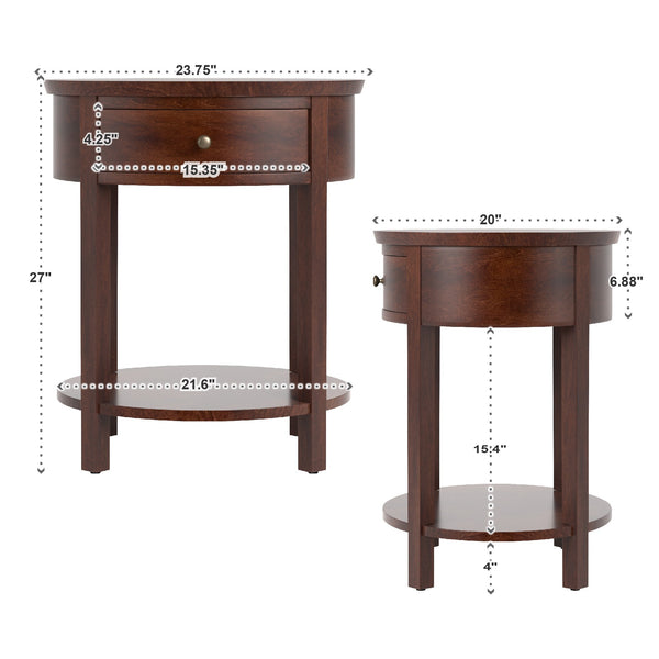 Christoff Rubberwood End Table with Drawer and Lower Shelf for Living Room