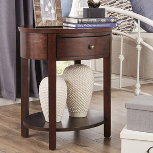 Christoff Rubberwood End Table with Drawer and Lower Shelf for Living Room
