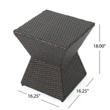 Christopher Knight Home® - Noble House - Calhoun Outdoor 16" Multibrown Wicker Square Side Table