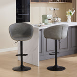 English Elm Adjustable Swivel Bar Stools, Mid-Century Modern Pu Leather Upholstered Counter Height Bar Stool, Kitchen Island Barstools With Minimalism Style, 1 Chair/1Carton,Gray