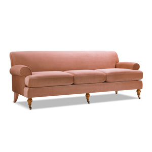 English Elm Jennifer Taylor Home - Alana Three-Cushion Peach Orange Velvet Sofa - Luxurious Comfort For Modern Living Spaces Today! B2719P238311