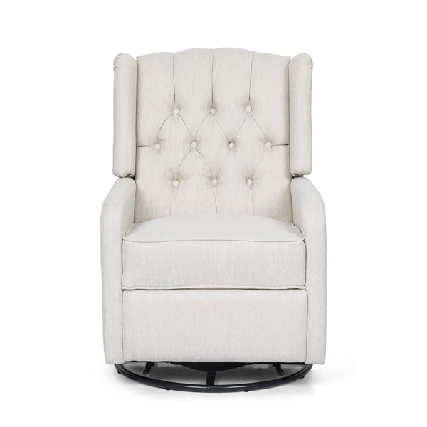 English Elm Christopher Knight Home® - Classic Linen Recliner Chair with 360° Swivel and Manual Recline, Durable Frame, Cozy Upholstery Beige 66842.00BGE