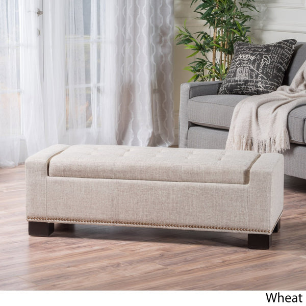 English Elm Chelsea Tufted Polyester Storage Ottoman with Stud Trim and Hinged Lid for Living Rooms 54574.00F