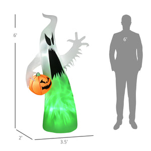 English Elm Homcom 5.9' Inflatable Halloween Ghost With Pumpkin – Led Lawn Decor For Parties & Outdoor Fun! W2225P229418