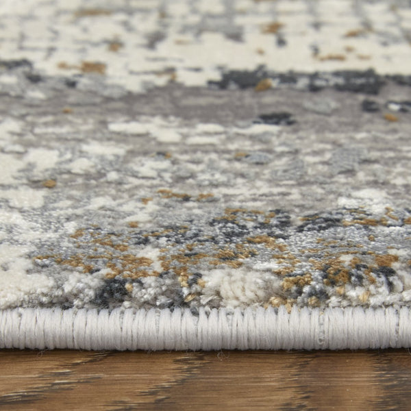 HomeRoots 3' Modern Gray Ivory Gold Abstract Power Loomed Area Rug with Fringed Edges for Stylish Spaces 2' X 3' 566001