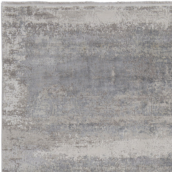 Homeroots 3' X 5' Gray Abstract Power Loom Area Rug With Fringe Taupe Viscose 566002