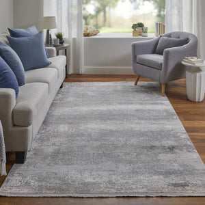 Homeroots 5' X 8' Gray Abstract Power Loom Area Rug With Fringe Taupe Viscose 566003