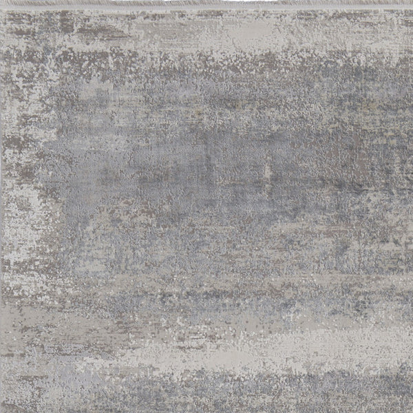 Homeroots 7' X 10' Gray Abstract Power Loom Area Rug With Fringe Taupe Viscose 566004