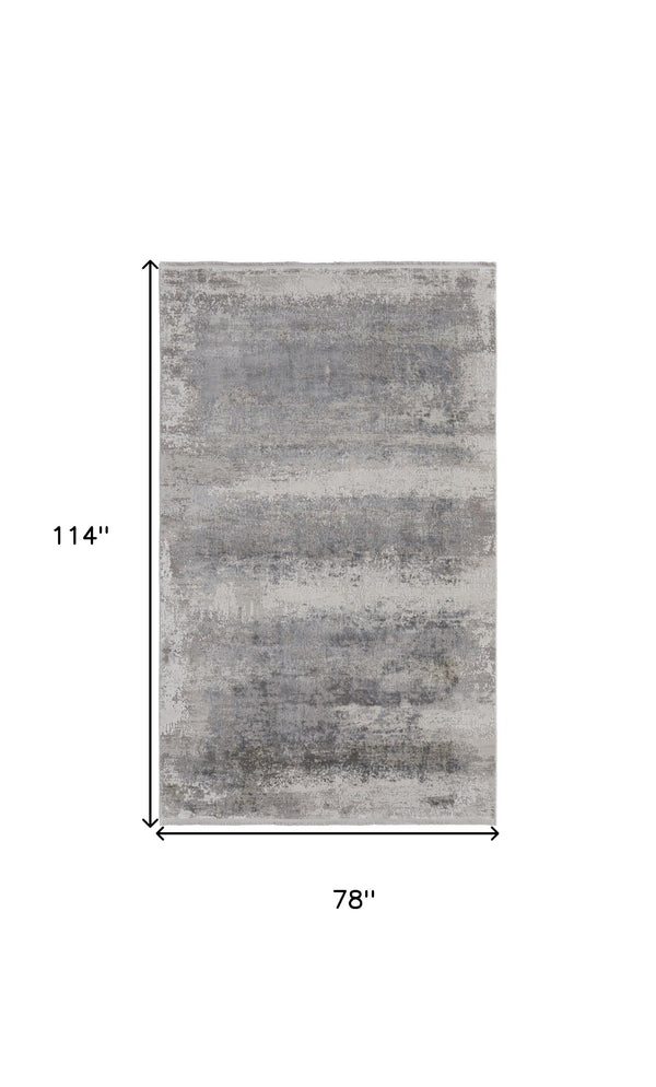 Homeroots 7' X 10' Gray Abstract Power Loom Area Rug With Fringe Taupe Viscose 566004