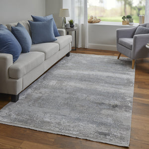 Homeroots 10' X 13' Gray Abstract Power Loom Area Rug With Fringe Taupe Viscose 566006