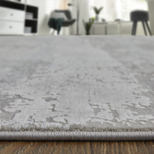 HomeRoots 3' Gray Abstract Area Rug – Modern Power Loomed Design with Chic Fringed Tassels for Every Room 10' X 13' 566006