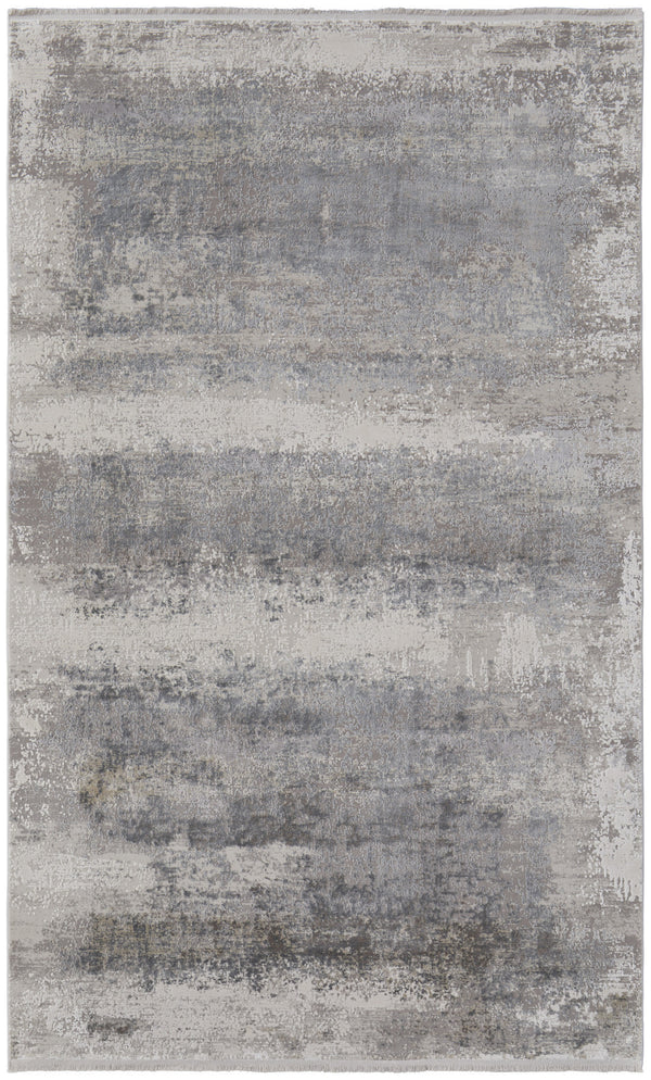 Homeroots 10' X 13' Gray Abstract Power Loom Area Rug With Fringe Taupe Viscose 566006