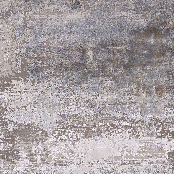 Homeroots 10' Gray Abstract Power Loom Runner Rug With Fringe Taupe Viscose 566007