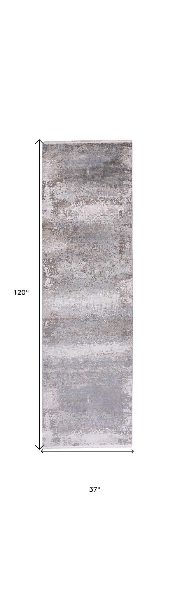 Homeroots 10' Gray Abstract Power Loom Runner Rug With Fringe Taupe Viscose 566007