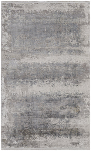 Homeroots 12' X 18' Gray Abstract Power Loom Area Rug With Fringe Taupe Viscose 566008