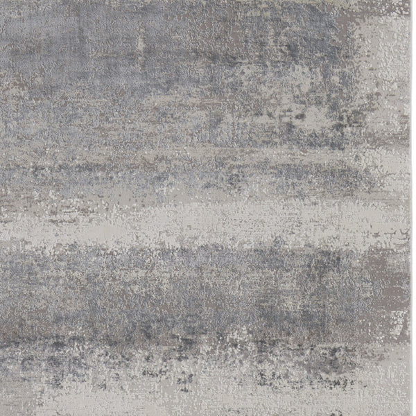 Homeroots 12' X 18' Gray Abstract Power Loom Area Rug With Fringe Taupe Viscose 566008