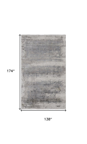 Homeroots 12' X 15' Gray Abstract Power Loom Area Rug With Fringe Taupe Viscose 566010