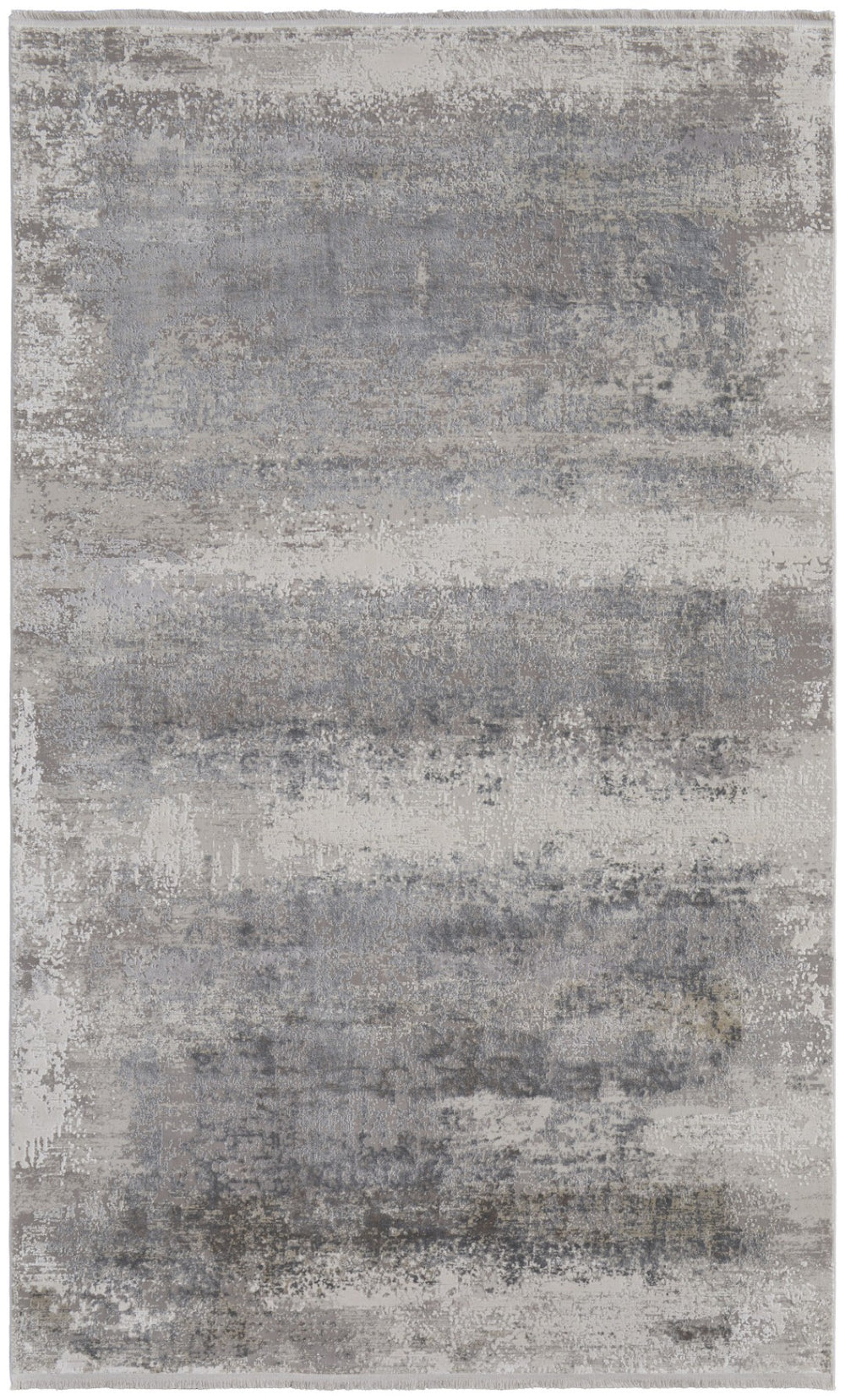 HomeRoots 3' Gray Abstract Area Rug – Modern Power Loomed Design with Chic Fringed Tassels for Every Room 2' X 3' 566011