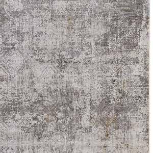 HomeRoots 3' Ivory Taupe and Gray Abstract Power Loom Distressed Area Rug with Tasseled Fringe Elegance 13' X 20' 566049