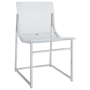English Elm Hartsell Clear Acrylic Sled Base Dining Chairs Glam Chrome Set for Modern Rooms B062P440064