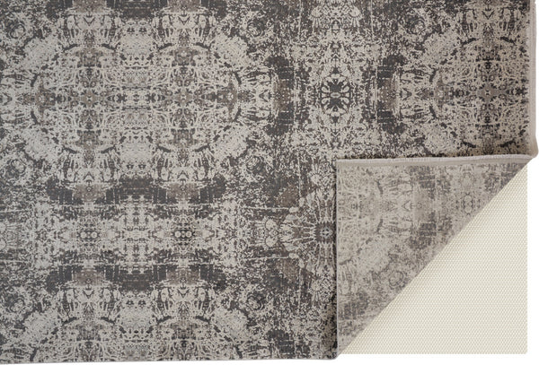 Homeroots 3' X 5' Ivory Taupe And Gray Abstract Power Loom Distressed Area Rug With Fringe Gray Viscose 566072